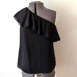 Rebecca Taylor Ruffle One Shoulder Top